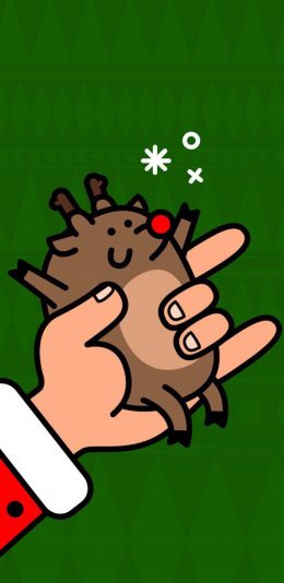 [2436x1125]卡通  手部 小鹿 可爱 苹果手机动漫壁纸图片