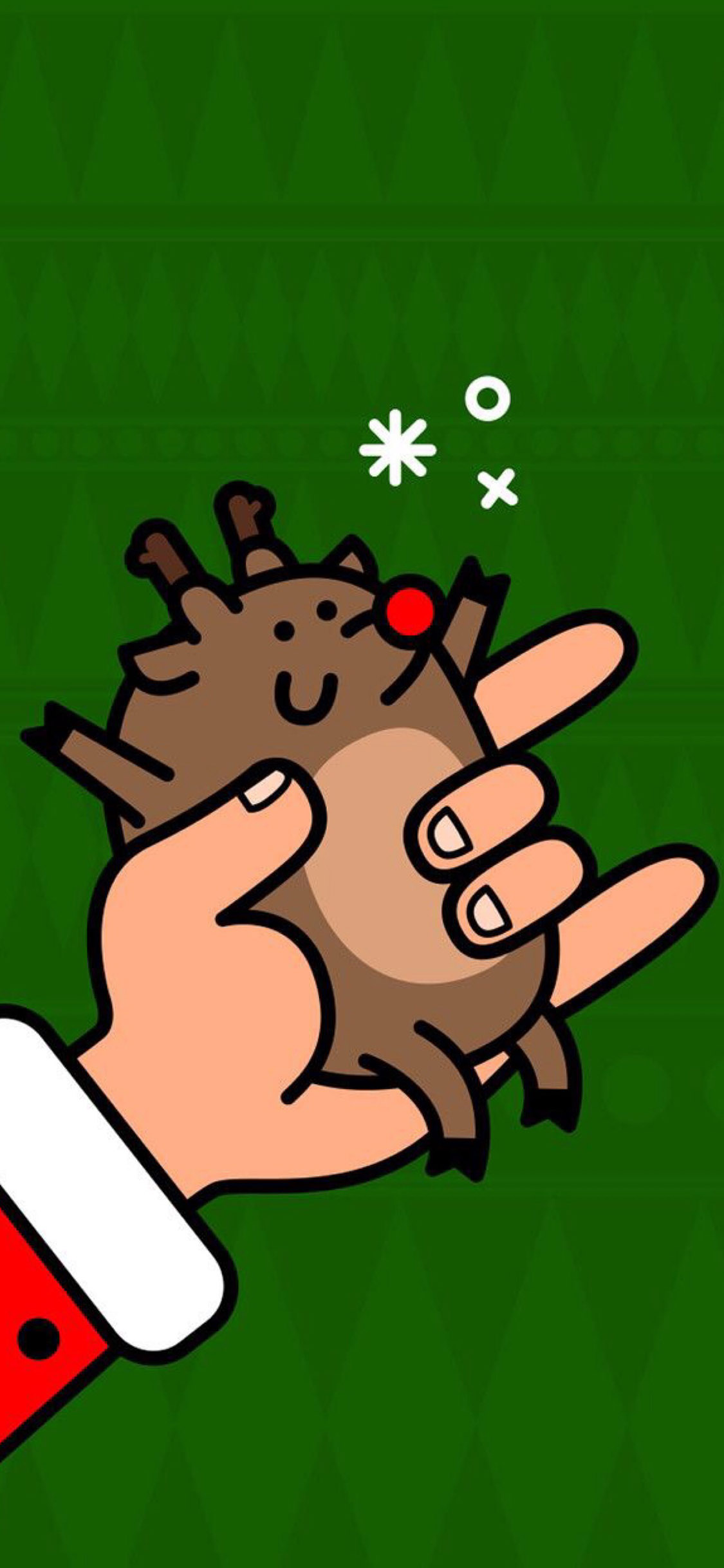 [2436×1125]卡通  手部 小鹿 可爱 苹果手机动漫壁纸图片