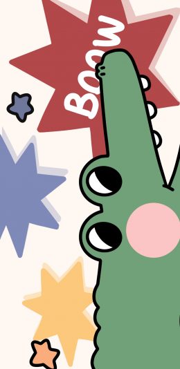 [2436x1125]卡通 boom 小鳄鱼 色彩 苹果手机动漫壁纸图片