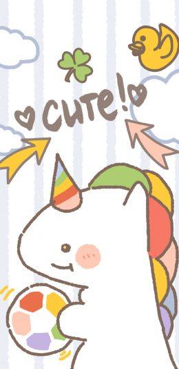 [2436x1125]卡通 cute 独角兽 色彩 可爱 苹果手机动漫壁纸图片