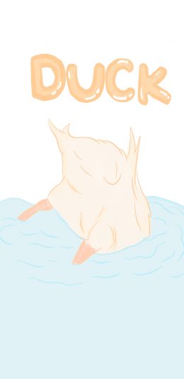 [2436x1125]卡通 duck 鸭子 潜水 苹果手机动漫壁纸图片