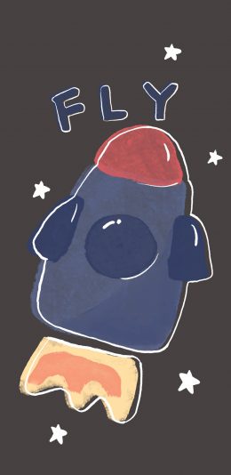 [2436x1125]卡通 fly 宇宙飞船 插画 苹果手机动漫壁纸图片