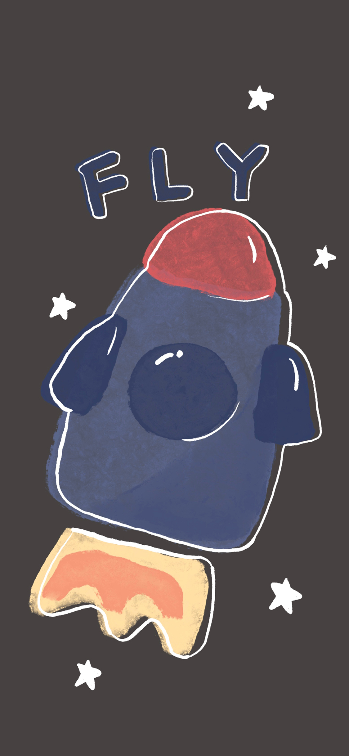 [2436×1125]卡通 fly 宇宙飞船 插画 苹果手机动漫壁纸图片