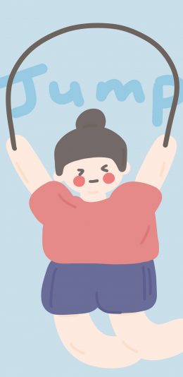 [2436x1125]卡通 jump 跳绳 运动 女孩 苹果手机动漫壁纸图片