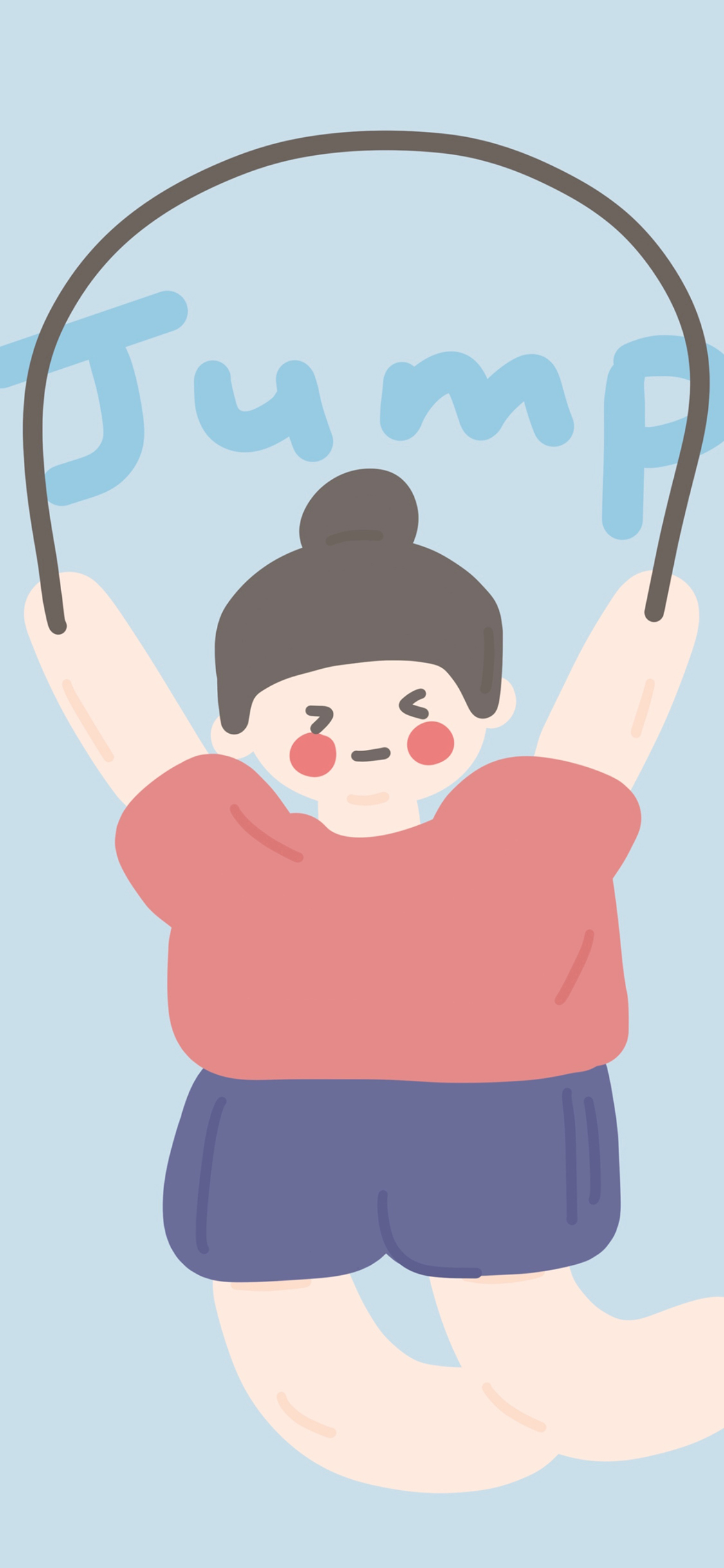 [2436×1125]卡通 jump 跳绳 运动 女孩 苹果手机动漫壁纸图片