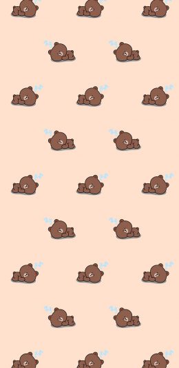 [2436x1125]卡通 line 布朗熊 平铺 苹果手机动漫壁纸图片