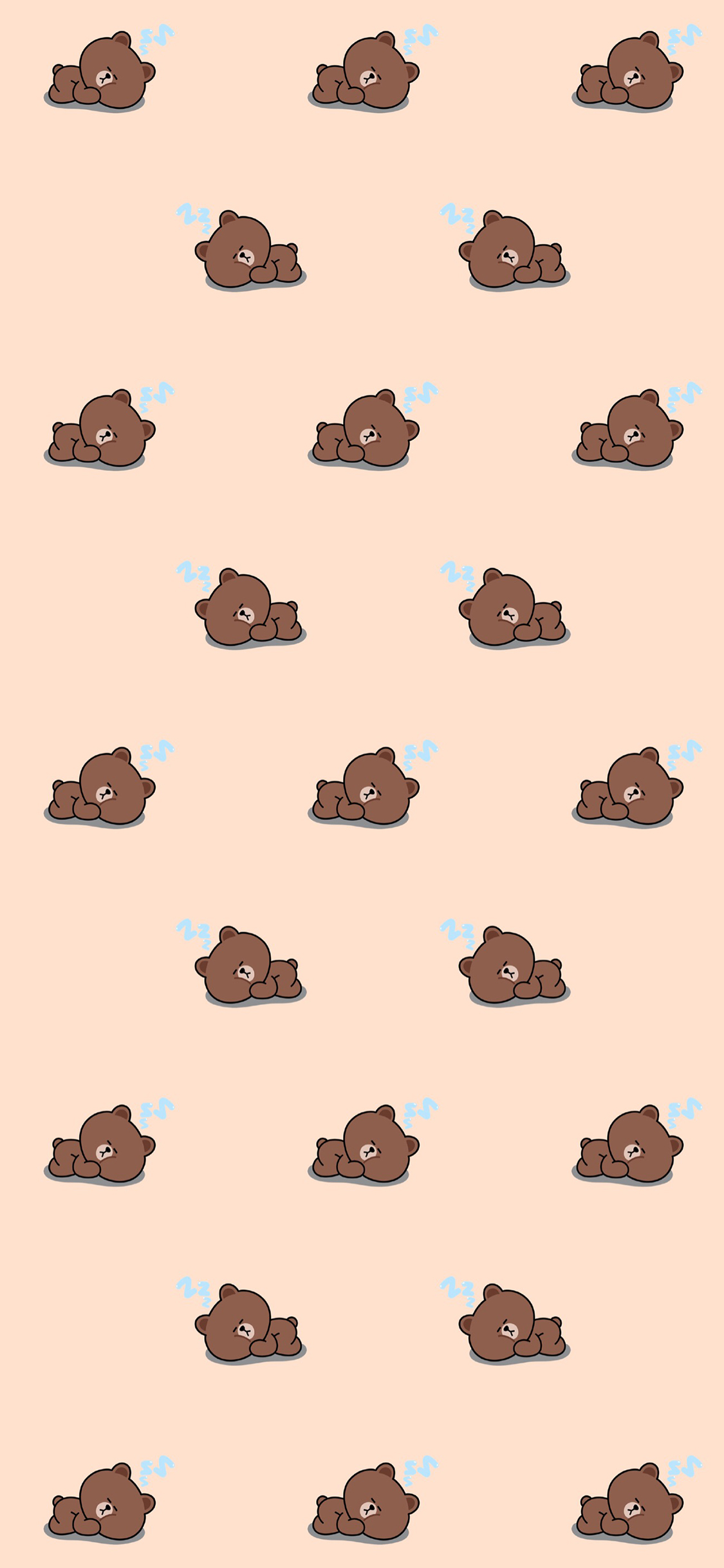 [2436×1125]卡通 line 布朗熊 平铺 苹果手机动漫壁纸图片