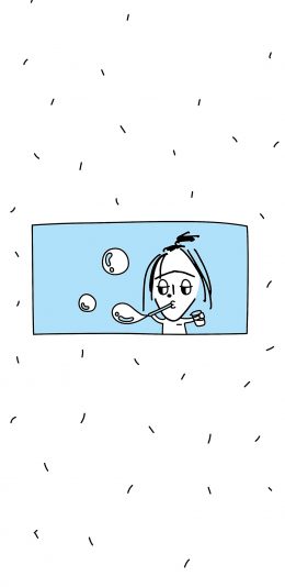 [2436x1125]卡通 丑女孩 吹泡泡 苹果手机动漫壁纸图片