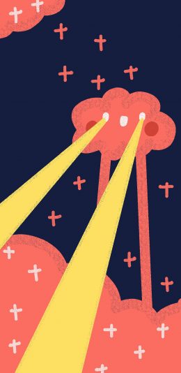 [2436x1125]卡通 云朵 粉色 激光 苹果手机动漫壁纸图片