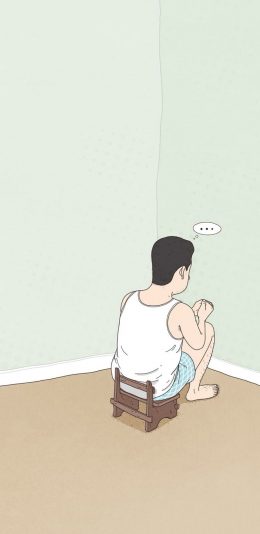 [2436x1125]卡通 人物 背影 抠脚大汉 苹果手机动漫壁纸图片