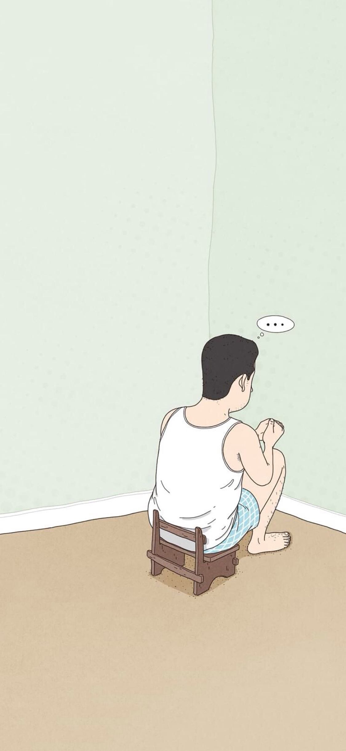 [2436×1125]卡通 人物 背影 抠脚大汉 苹果手机动漫壁纸图片