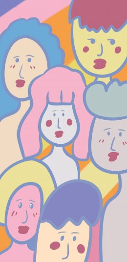 [2436x1125]卡通 人物 表情 平铺 苹果手机动漫壁纸图片