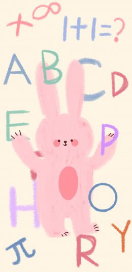 [2436x1125]卡通 兔子 ABC 字母 苹果手机动漫壁纸图片