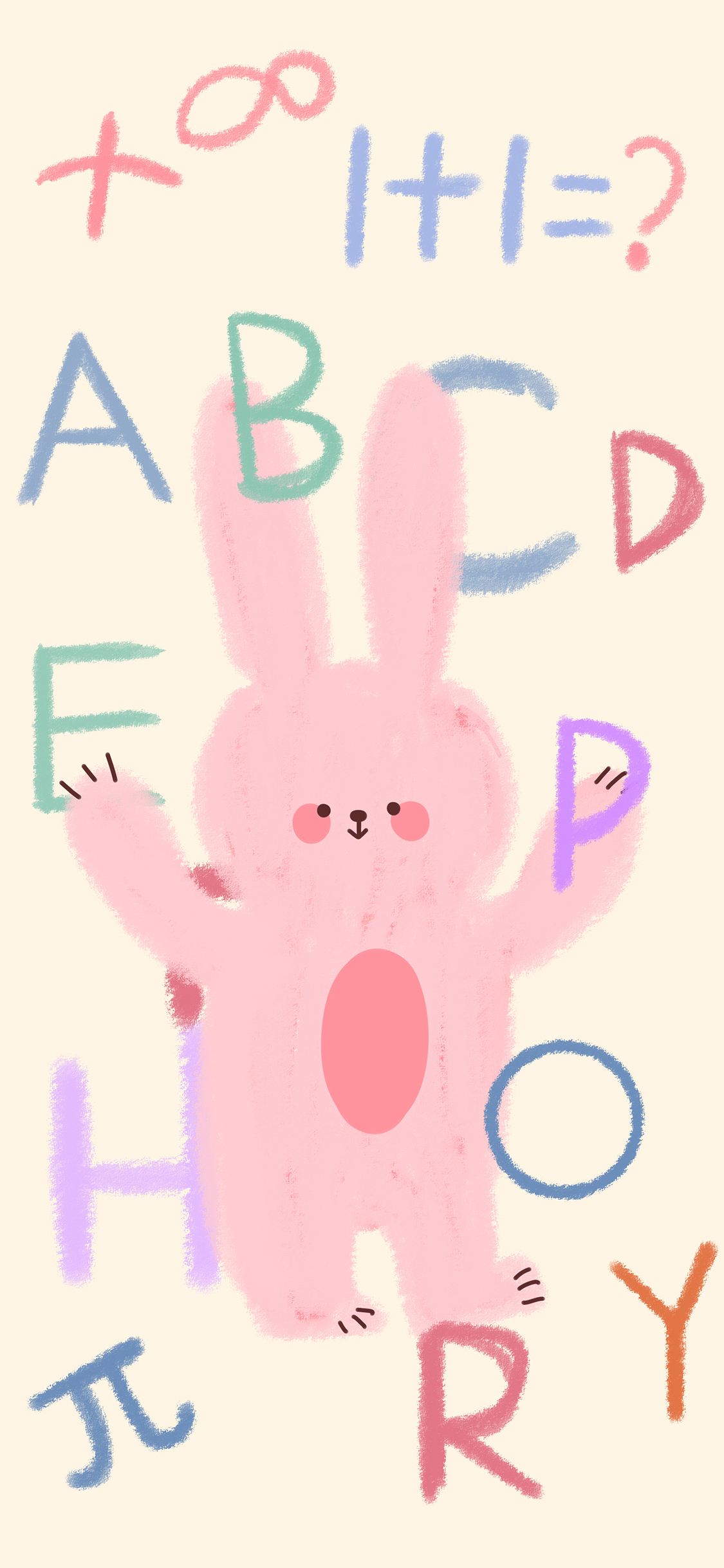 [2436×1125]卡通 兔子 ABC 字母 苹果手机动漫壁纸图片