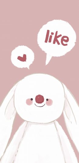 [2436x1125]卡通 兔子 like 爱心 苹果手机动漫壁纸图片