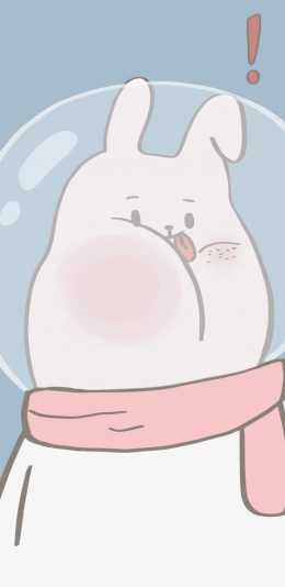 [2436x1125]卡通 兔子 围巾 可爱（取自微博：寄喜饼给你喔） 苹果手机动漫壁纸图片
