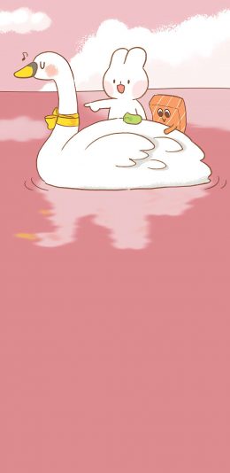 [2436x1125]卡通 兔子 大白鹅 三文鱼 苹果手机动漫壁纸图片