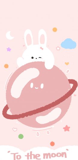 [2436x1125]卡通 兔子 月球 to the moon（取自微博：小熊犯罪案件） 苹果手机动漫壁纸图片