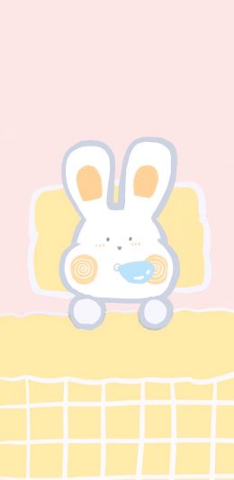[2436x1125]卡通 兔子 睡觉 可爱 黄色 苹果手机动漫壁纸图片