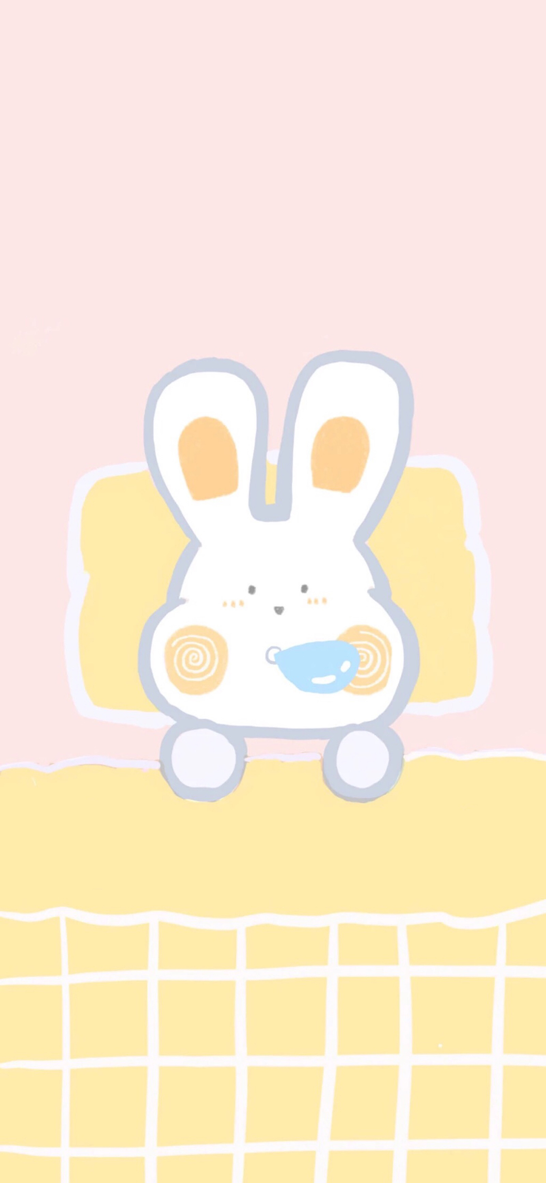 [2436×1125]卡通 兔子 睡觉 可爱 黄色 苹果手机动漫壁纸图片