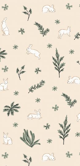 [2436x1125]卡通 兔子 碎花 平铺 苹果手机动漫壁纸图片