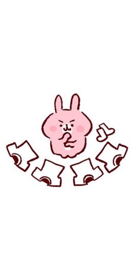 [2436x1125]卡通 兔子 粉色 衣服 苹果手机动漫壁纸图片