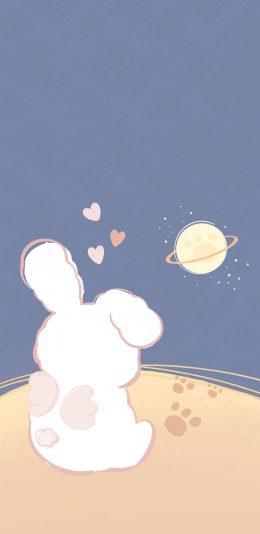 [2436x1125]卡通 兔子 背影 可爱 苹果手机动漫壁纸图片