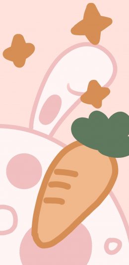 [2436x1125]卡通 兔子 胡萝卜 星星（取自微博：鲸鱼七） 苹果手机动漫壁纸图片