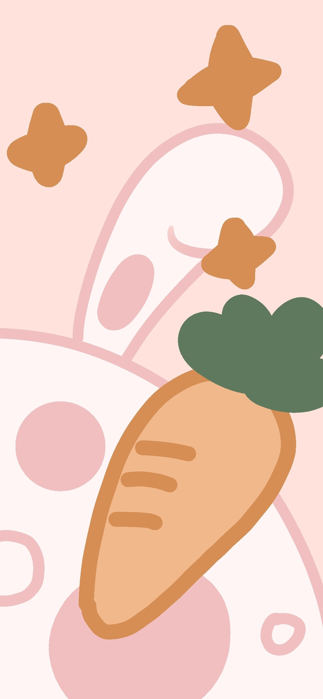 [2436×1125]卡通 兔子 胡萝卜 星星（取自微博：鲸鱼七） 苹果手机动漫壁纸图片