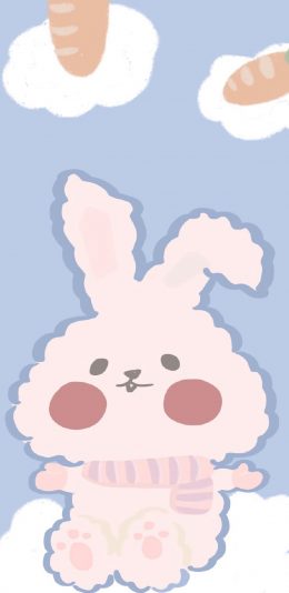 [2436x1125]卡通 兔子 腮红 胡萝卜 可爱 苹果手机动漫壁纸图片