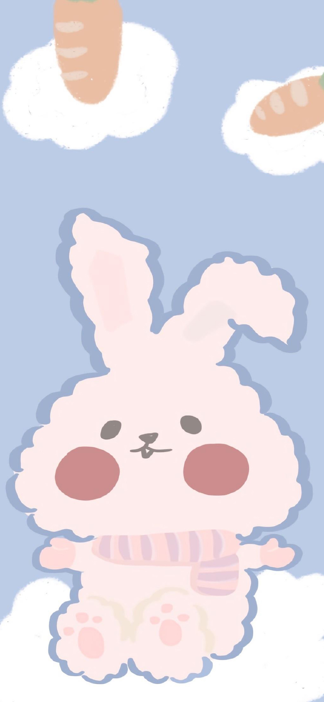 [2436×1125]卡通 兔子 腮红 胡萝卜 可爱 苹果手机动漫壁纸图片