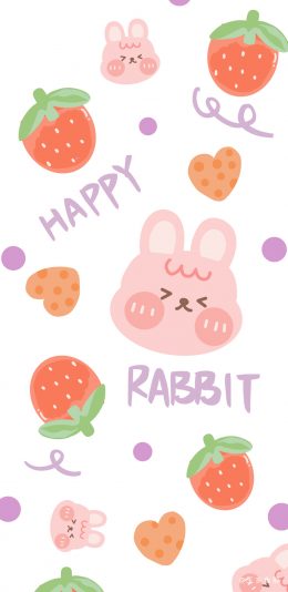 [2436x1125]卡通 兔子 草莓 rabbit 苹果手机动漫壁纸图片