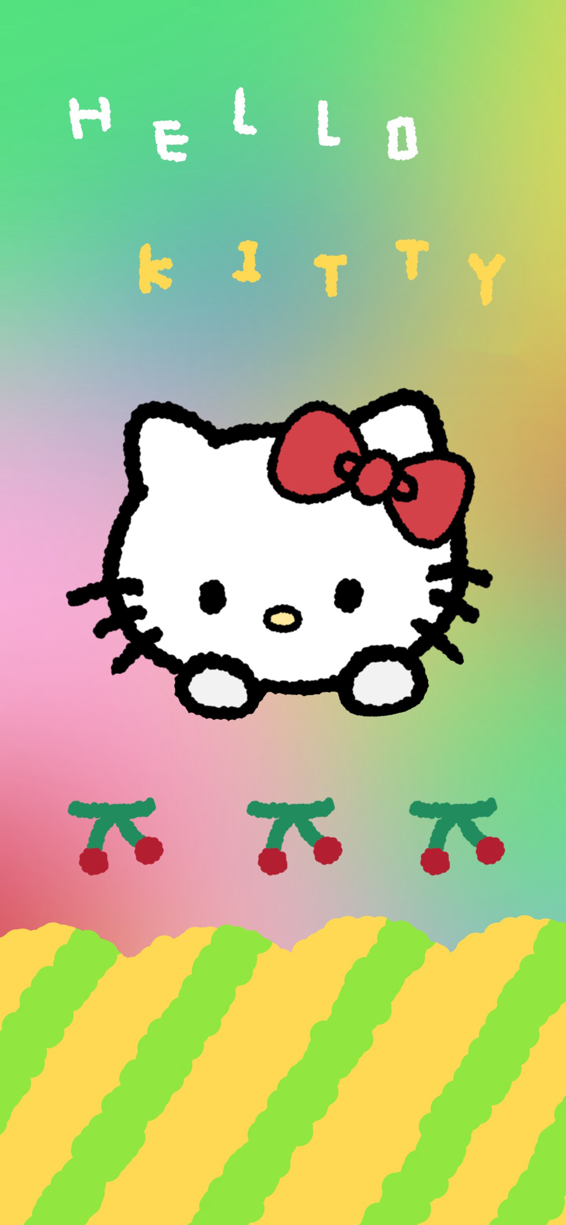 [2436×1125]卡通 凯蒂猫 Hello Kitty 苹果手机动漫壁纸图片