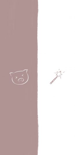 [2436x1125]卡通 分屏 猪头 魔法棒 苹果手机动漫壁纸图片