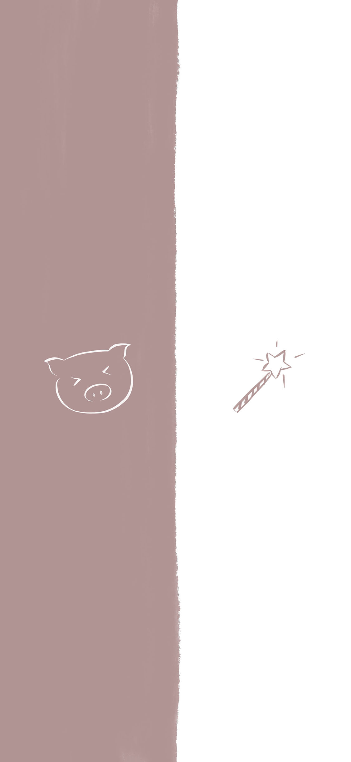 [2436×1125]卡通 分屏 猪头 魔法棒 苹果手机动漫壁纸图片