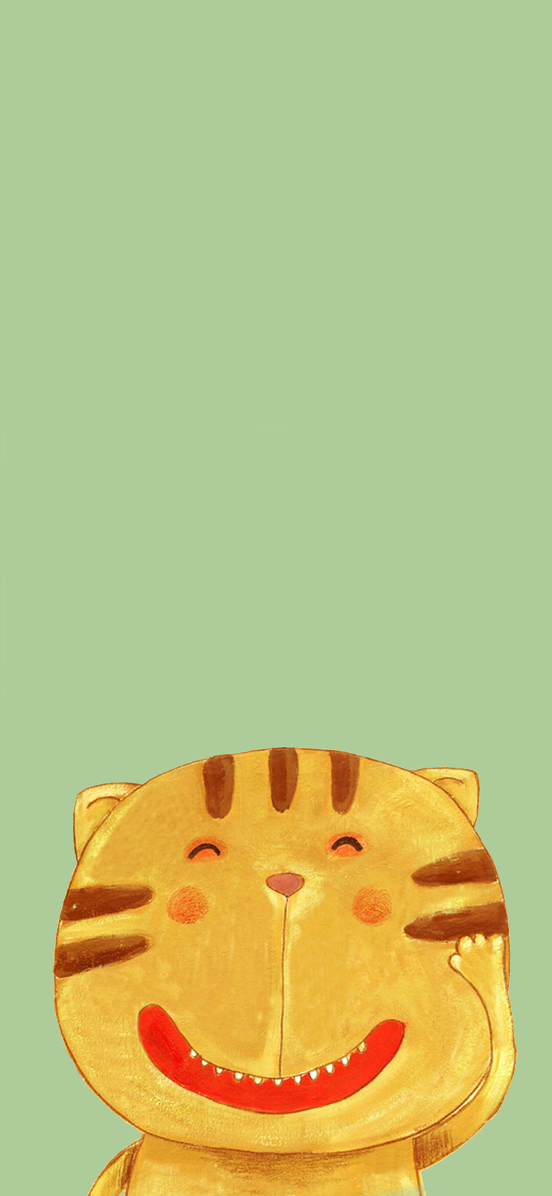 [2436×1125]卡通 创意 老虎 可爱 苹果手机动漫壁纸图片