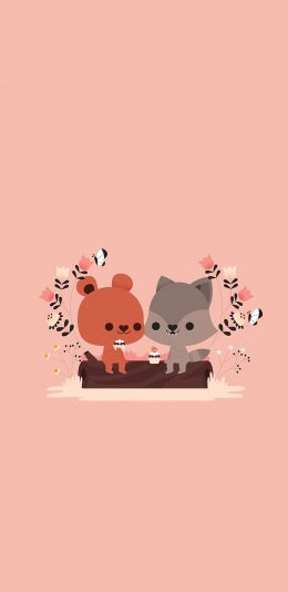 [2436x1125]卡通 动物 可爱 Q版 苹果手机动漫壁纸图片