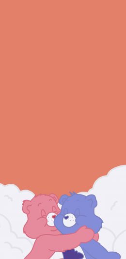 [2436x1125]卡通 动画 爱心熊 彩虹熊 苹果手机动漫壁纸图片