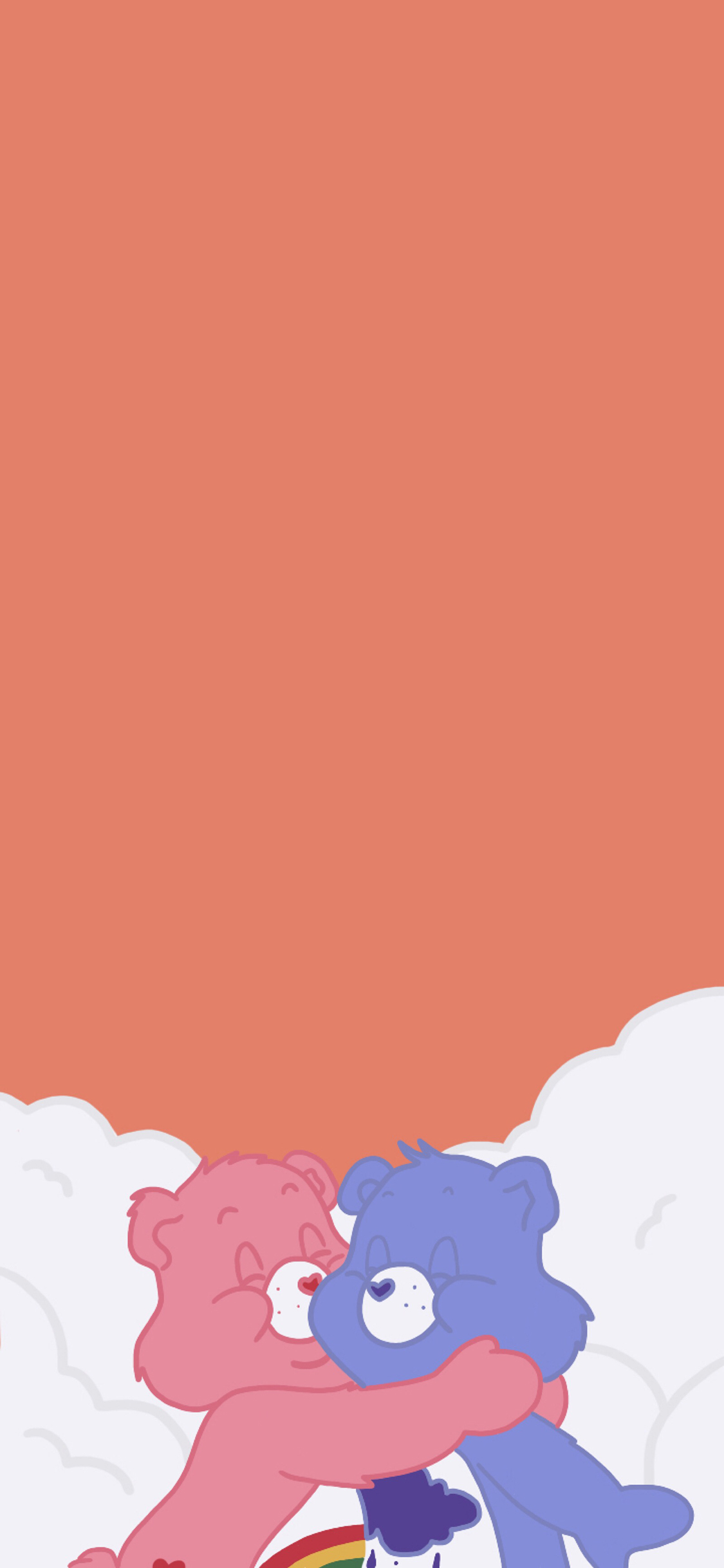 [2436×1125]卡通 动画 爱心熊 彩虹熊 苹果手机动漫壁纸图片