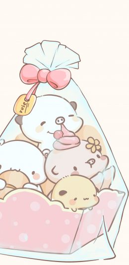 [2436x1125]卡通 可爱 包装 小猪 苹果手机动漫壁纸图片