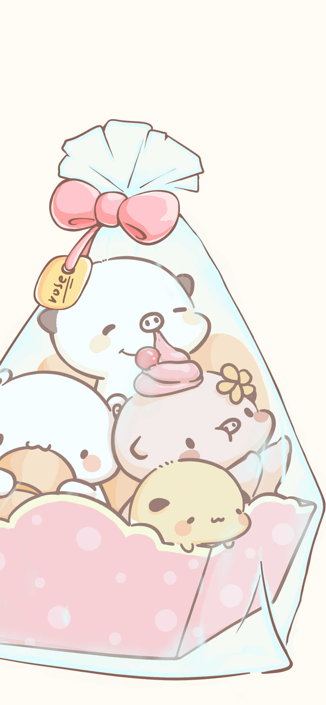 [2436×1125]卡通 可爱 包装 小猪 苹果手机动漫壁纸图片