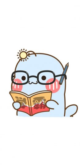 [2436x1125]卡通 可爱 学霸 创意 苹果手机动漫壁纸图片