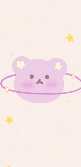 [2436x1125]卡通 可爱 小熊 五角星 苹果手机动漫壁纸图片