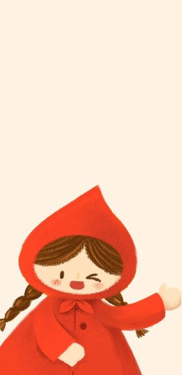 [2436x1125]卡通 可爱 小红帽 女孩 苹果手机动漫壁纸图片