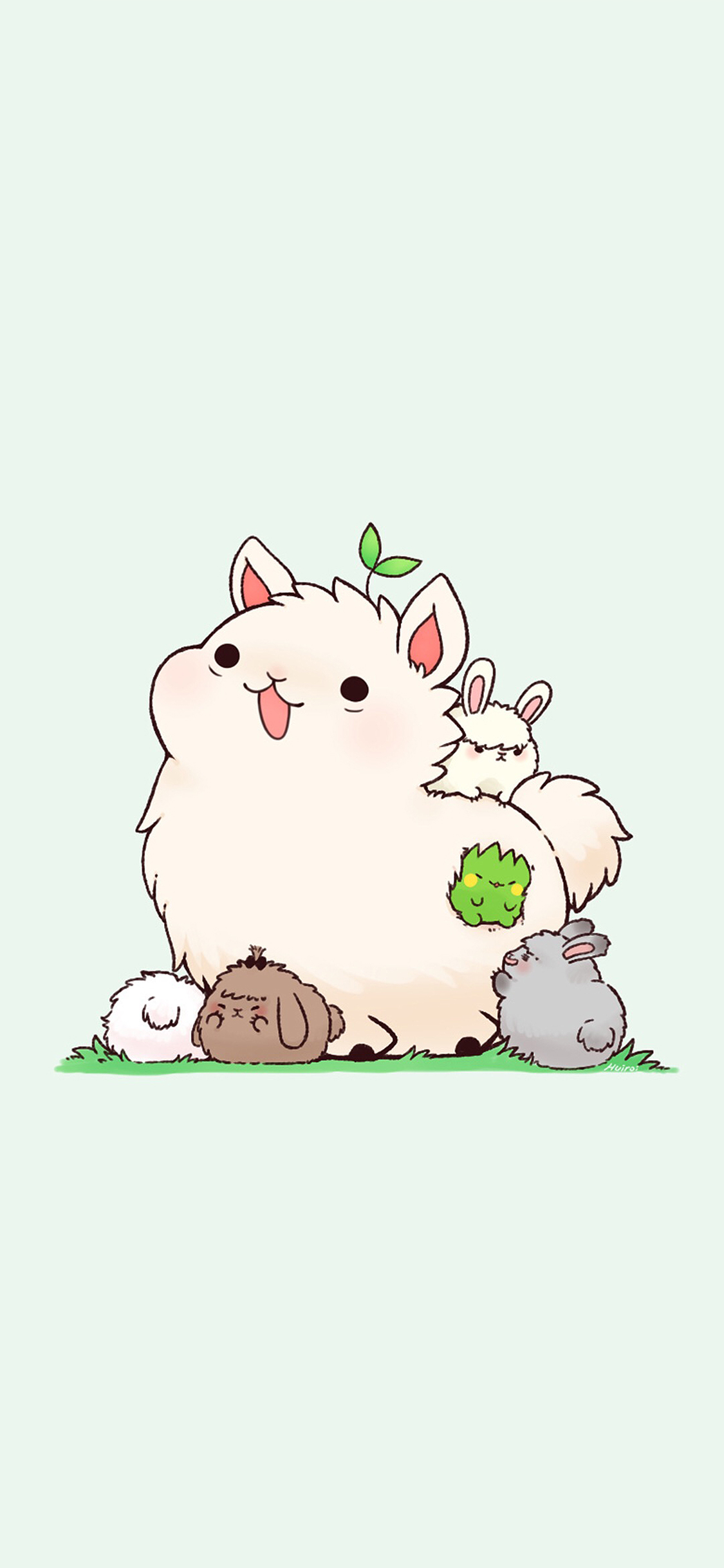 [2436×1125]卡通 可爱 羊驼 草泥马 苹果手机动漫壁纸图片
