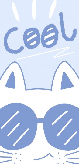 [2436x1125]卡通 可爱 蓝 猫咪 cool 苹果手机动漫壁纸图片