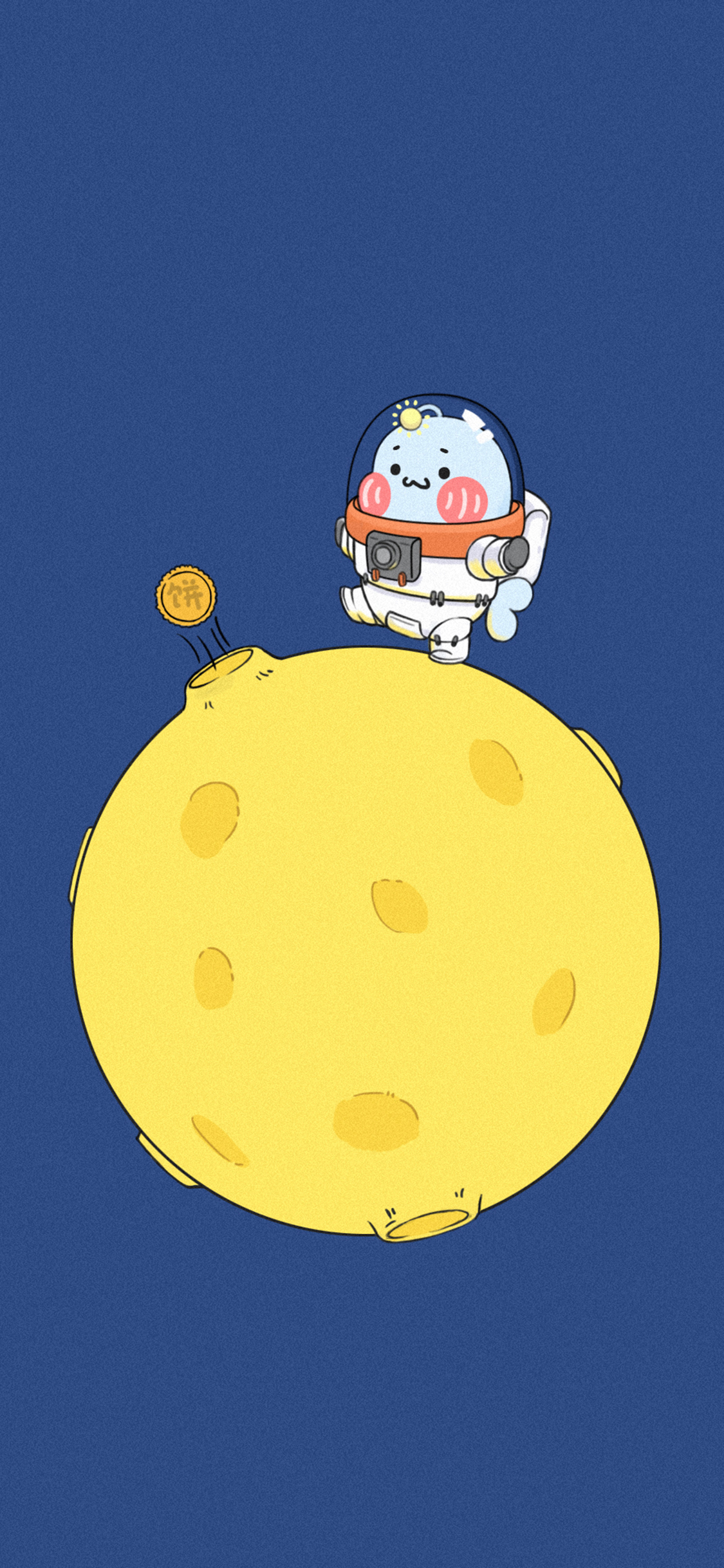 [2436×1125]卡通 哈啦鱼 月球 球体 苹果手机动漫壁纸图片