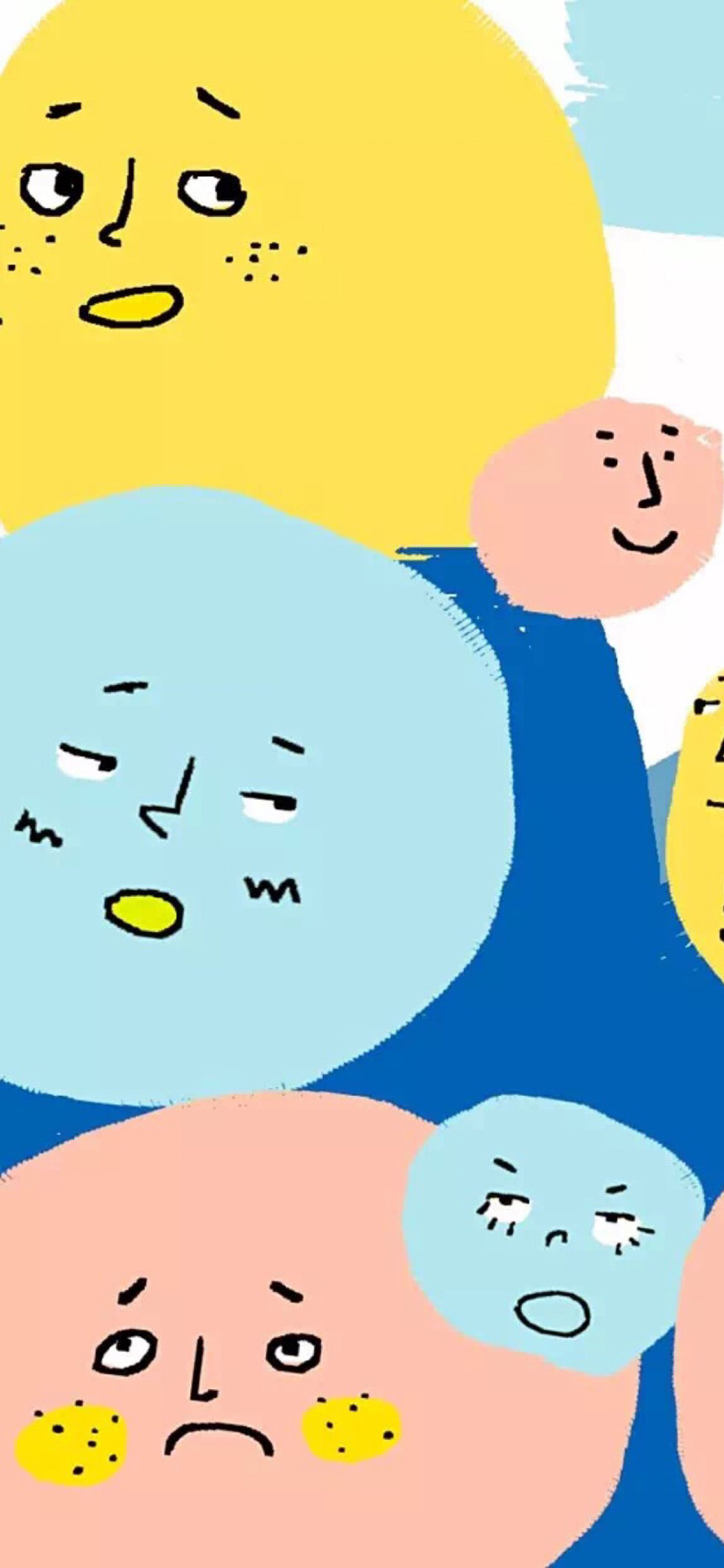 [2436×1125]卡通 圆点 表情 色彩 苹果手机动漫壁纸图片