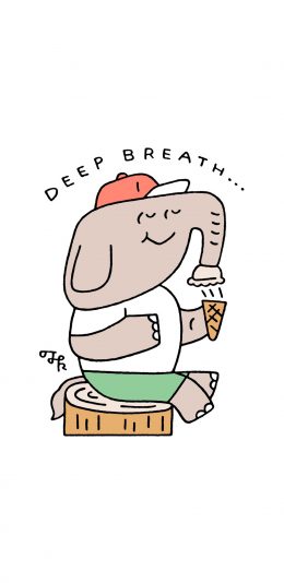 [2436x1125]卡通 大象 冰淇淋 deep breath 苹果手机动漫壁纸图片