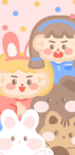 [2436x1125]卡通 头像 兔子 女孩 苹果手机动漫壁纸图片